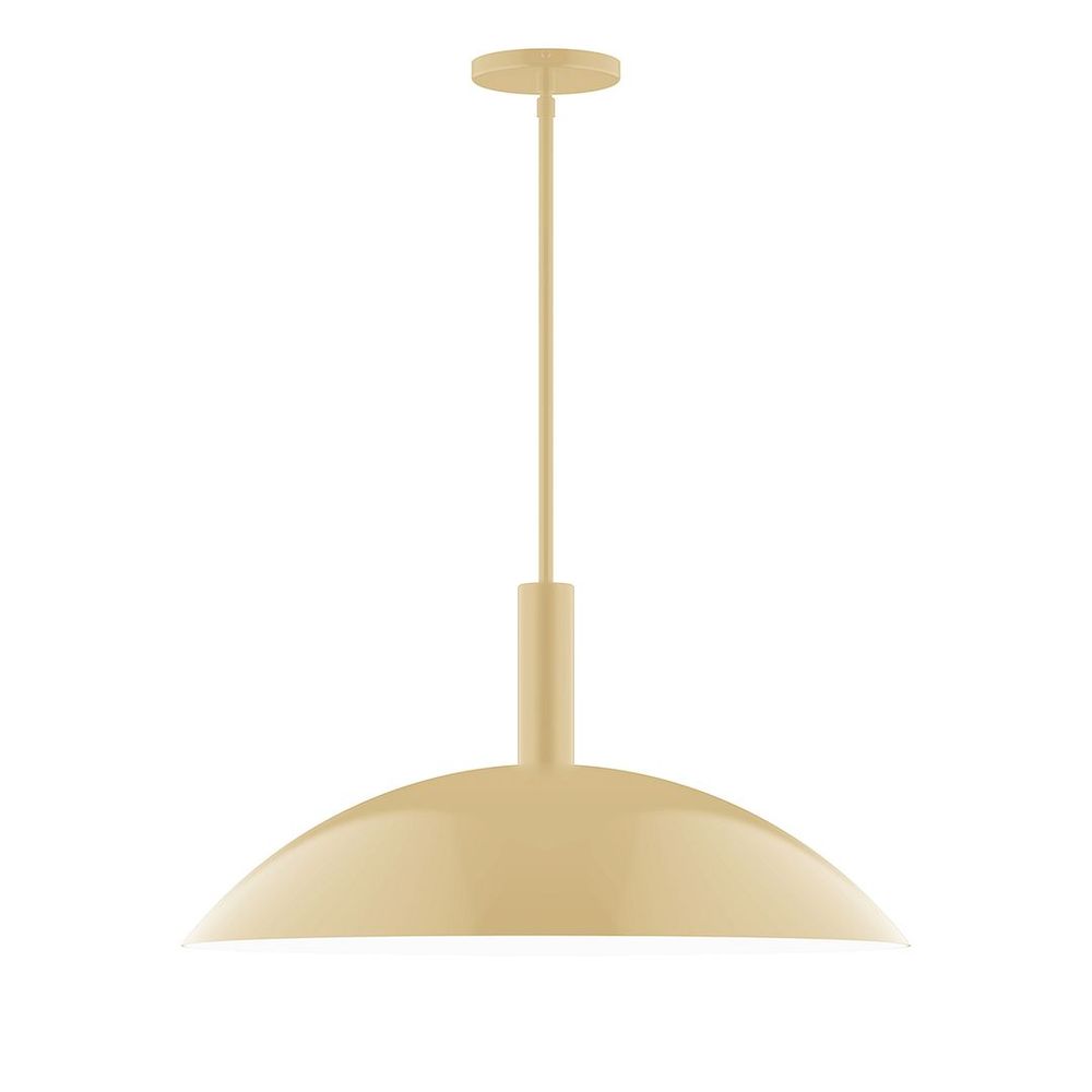 24" Stack Half Dome LED Stem Hung Pendant, Ivory