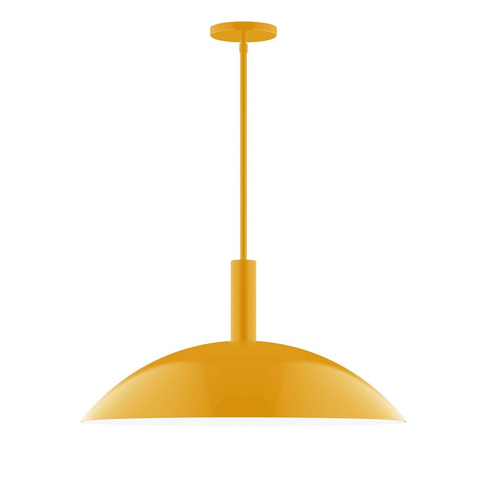 24" Stack Half Dome LED Stem Hung Pendant, Bright Yellow