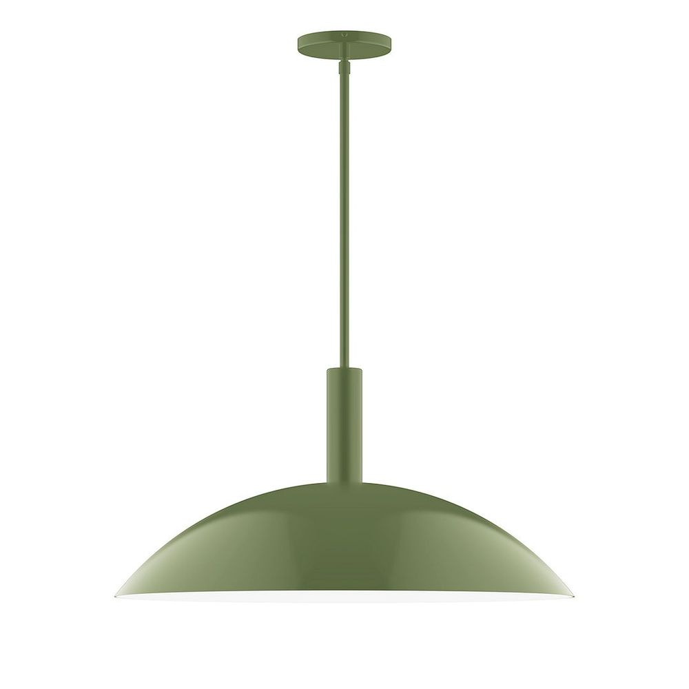 24" Stack Half Dome LED Stem Hung Pendant, Fern Green