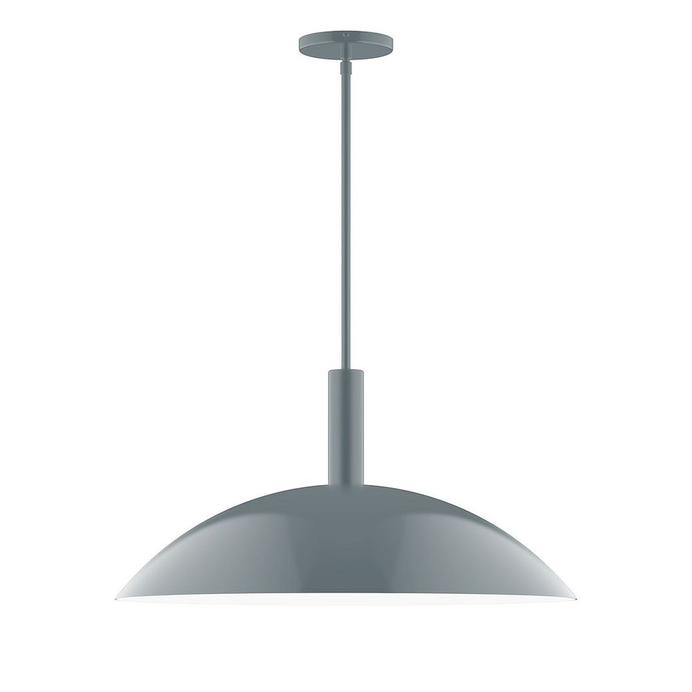 24" Stack Half Dome LED Stem Hung Pendant, Slate Gray