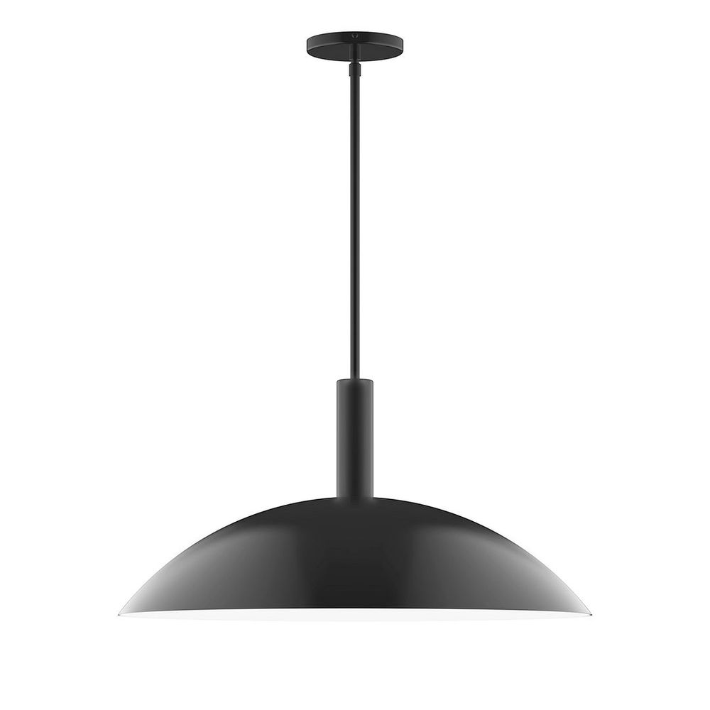 24" Stack Half Dome LED Stem Hung Pendant, Black