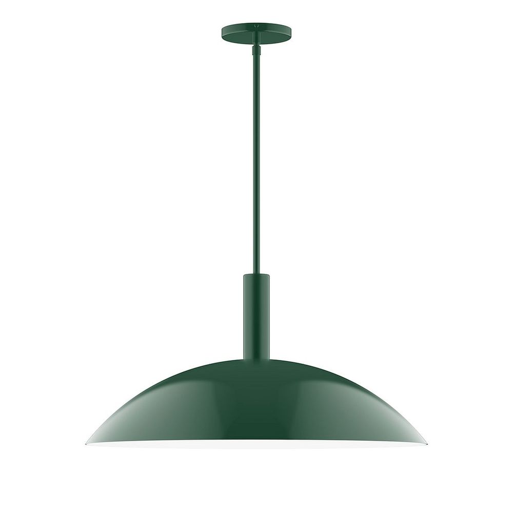 24" Stack Half Dome LED Stem Hung Pendant, Forest Green