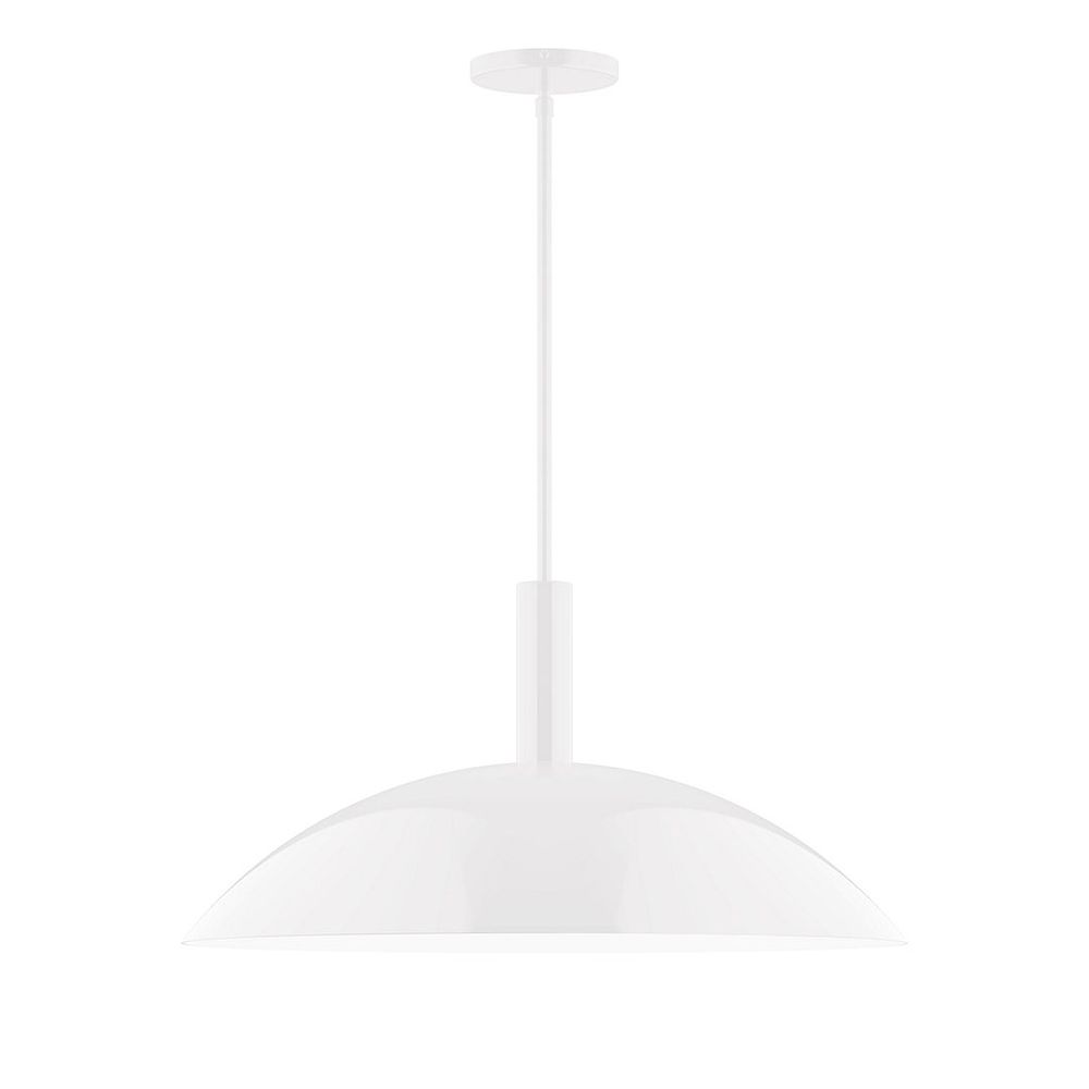 24" Stack Half Dome LED Stem Hung Pendant, White