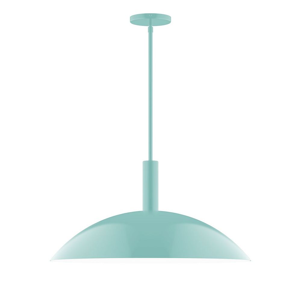 24" Stack Half Dome LED Stem Hung Pendant, Sea Green