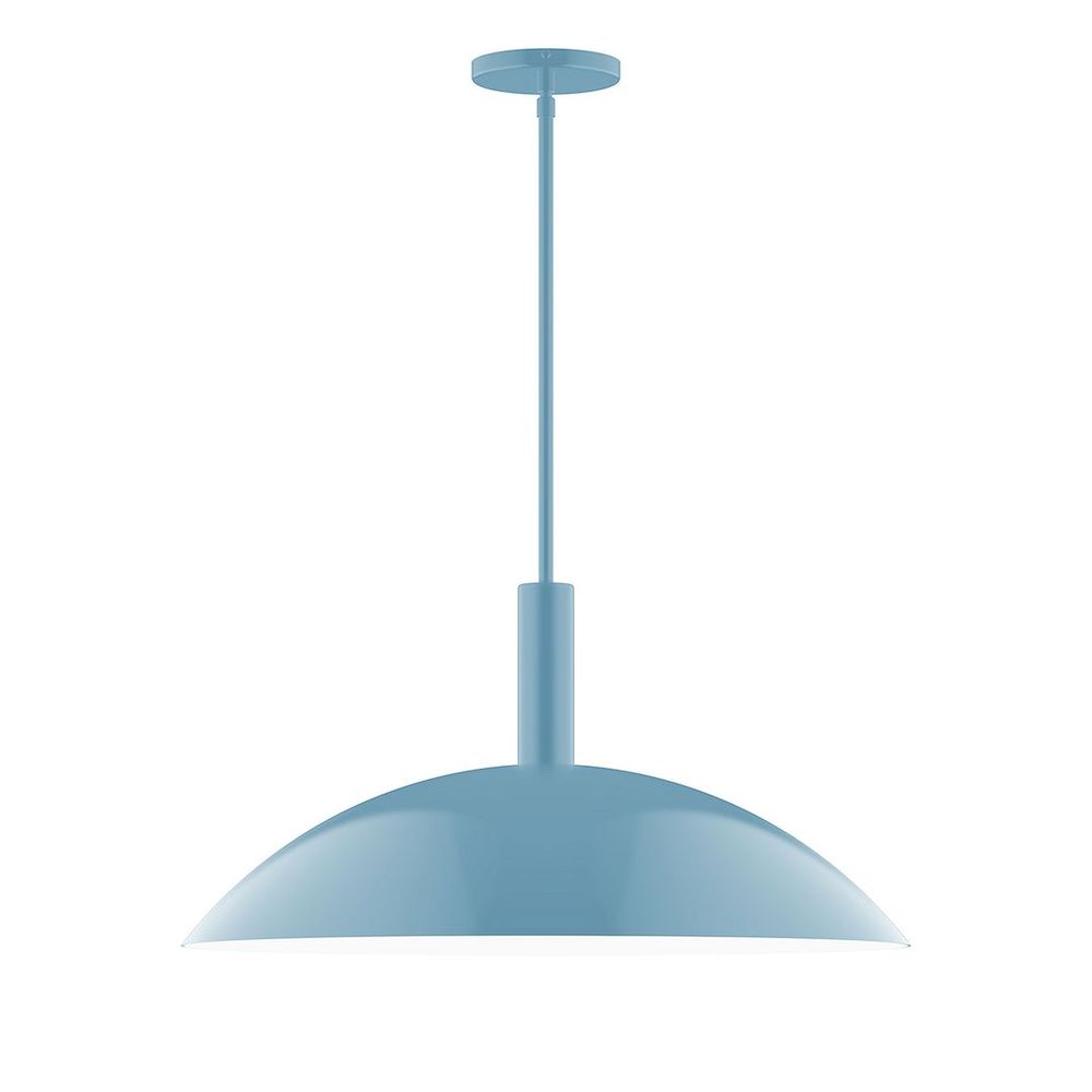 24" Stack Half Dome LED Stem Hung Pendant, Light Blue