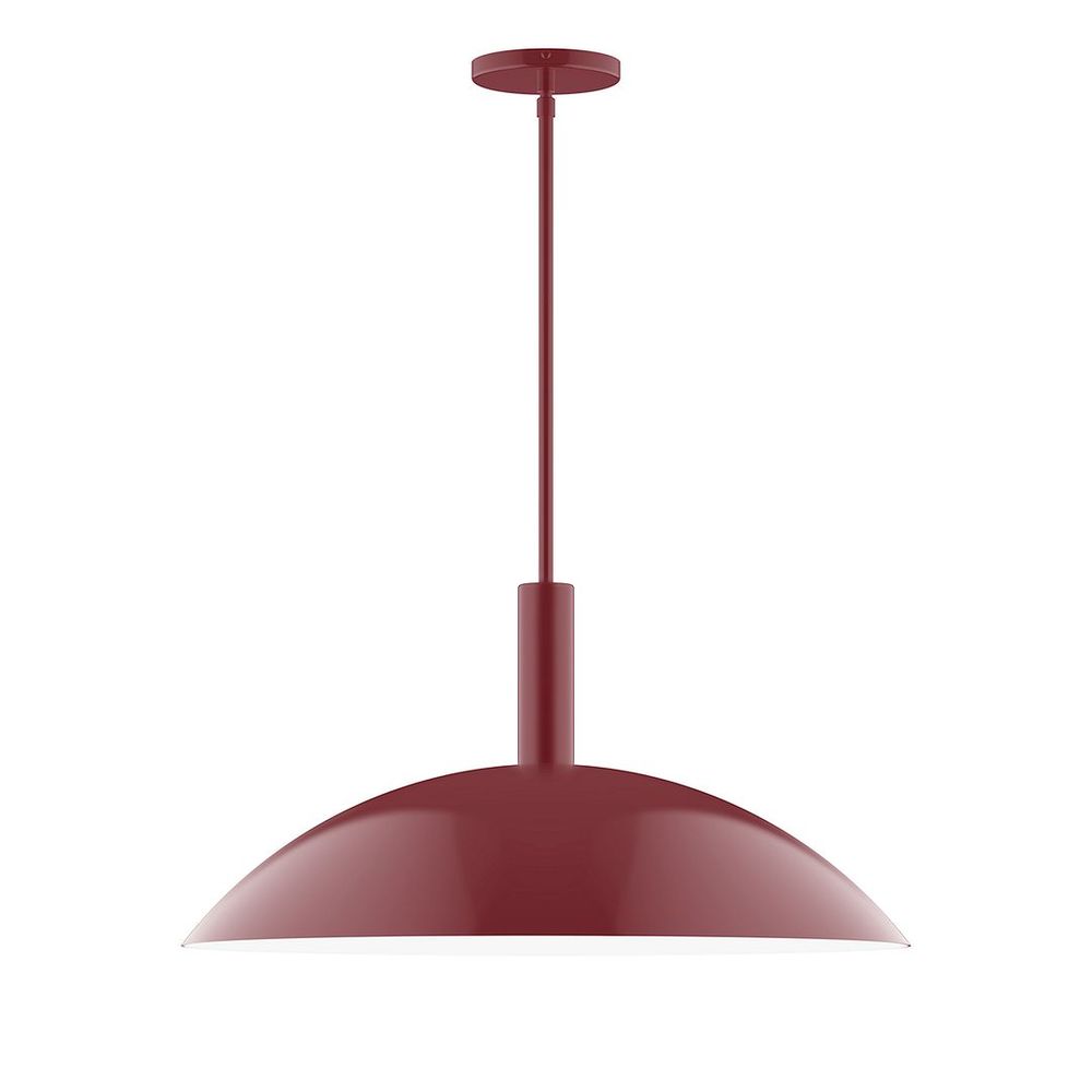 24" Stack Half Dome LED Stem Hung Pendant, Barn Red