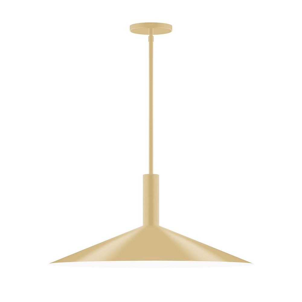 24" Stack Shallow Cone LED Stem Hung Pendant, Ivory