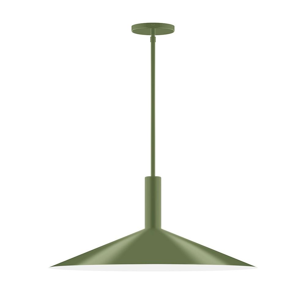 24" Stack Shallow Cone LED Stem Hung Pendant, Fern Green