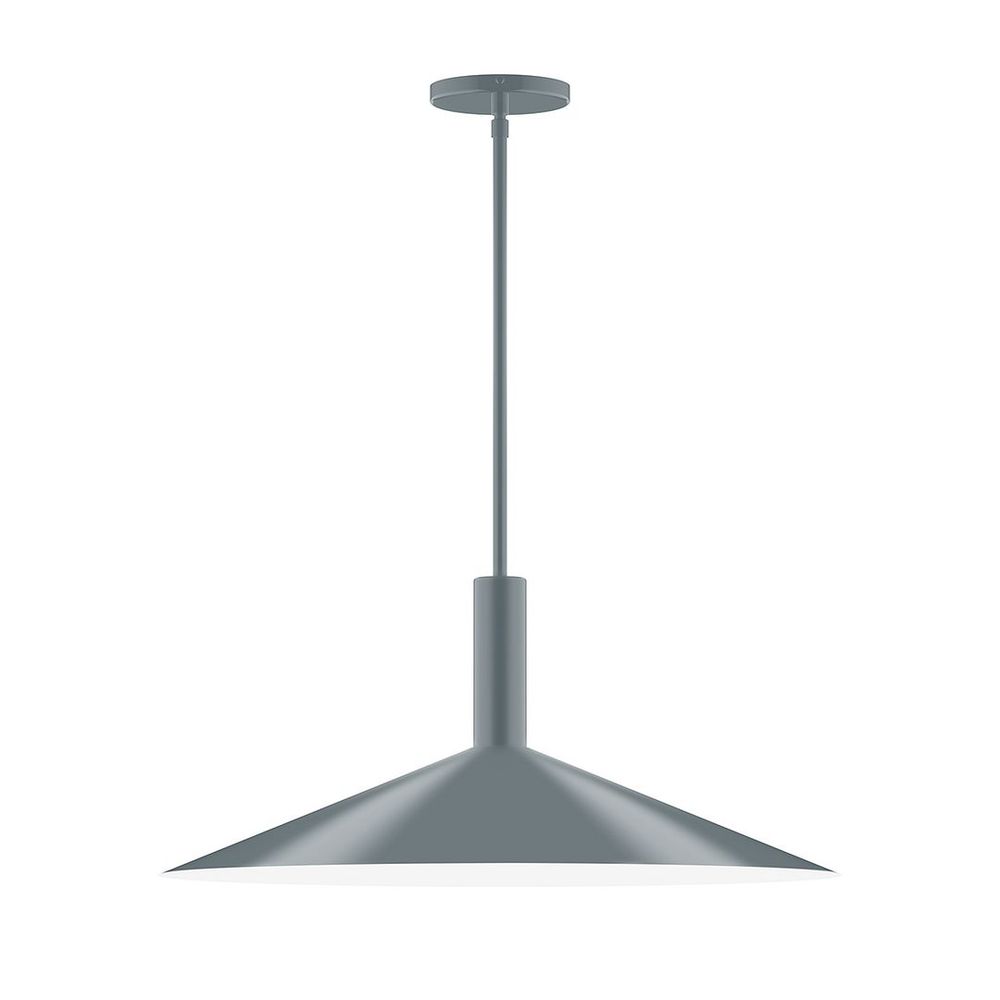 24" Stack Shallow Cone LED Stem Hung Pendant, Slate Gray