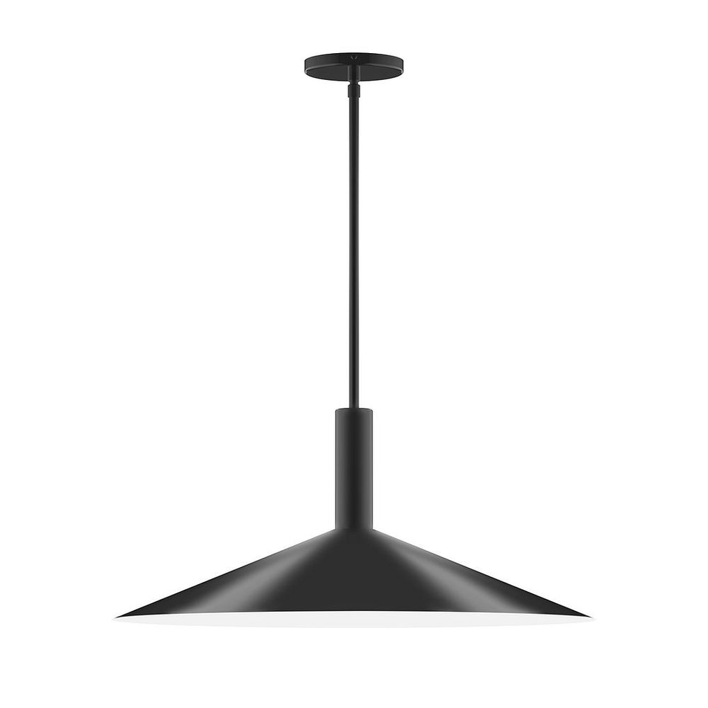 24" Stack Shallow Cone LED Stem Hung Pendant, Black