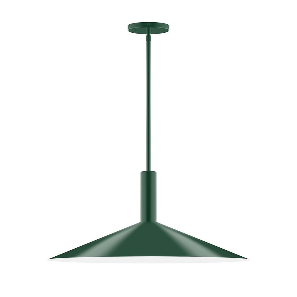 24" Stack Shallow Cone LED Stem Hung Pendant, Forest Green