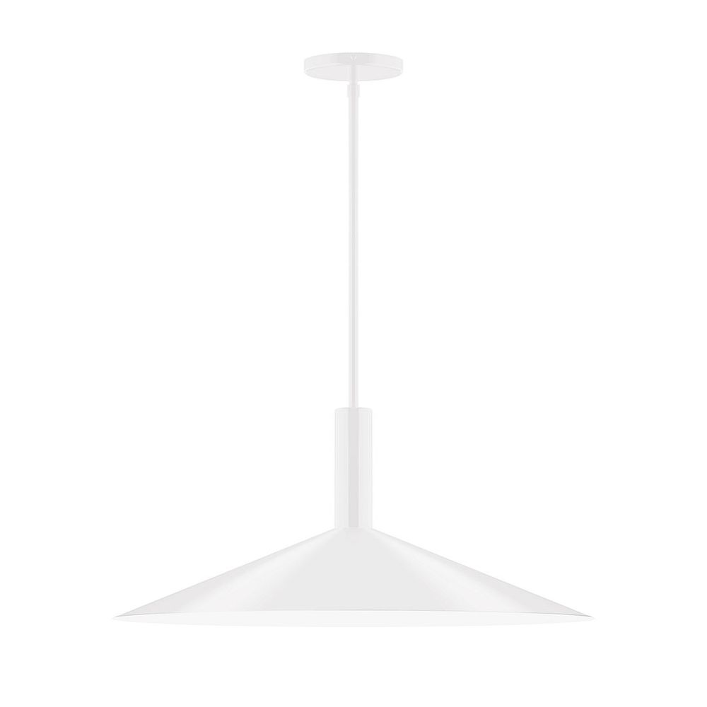 24" Stack Shallow Cone LED Stem Hung Pendant, White