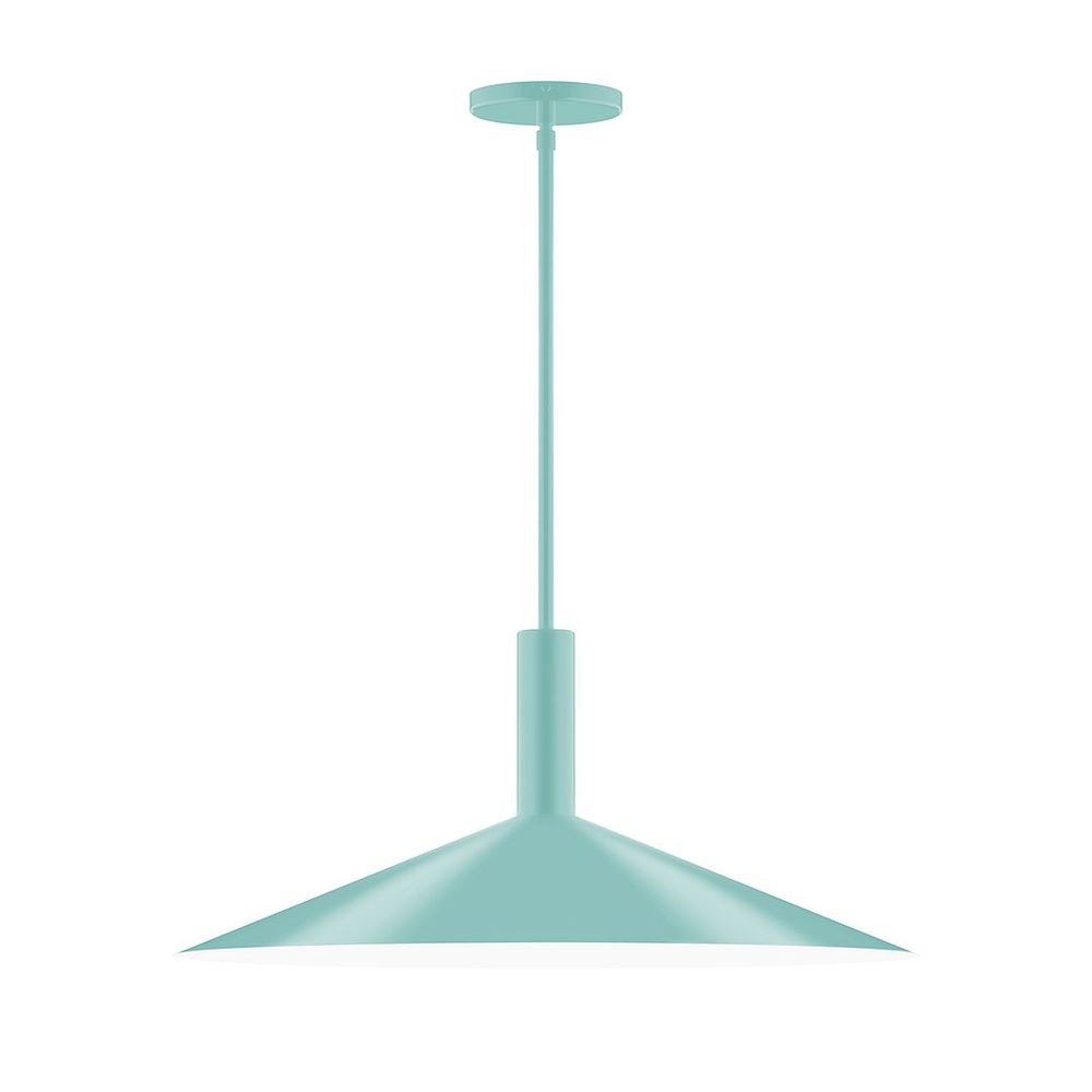 24" Stack Shallow Cone LED Stem Hung Pendant, Sea Green