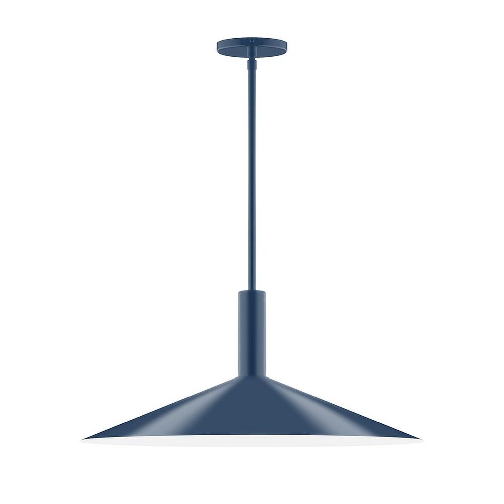 24" Stack Shallow Cone LED Stem Hung Pendant, Navy