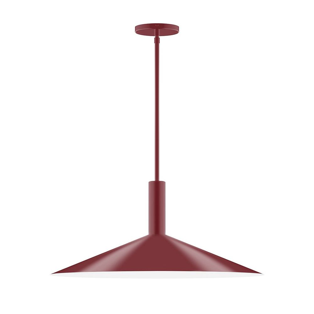 24" Stack Shallow Cone LED Stem Hung Pendant, Barn Red