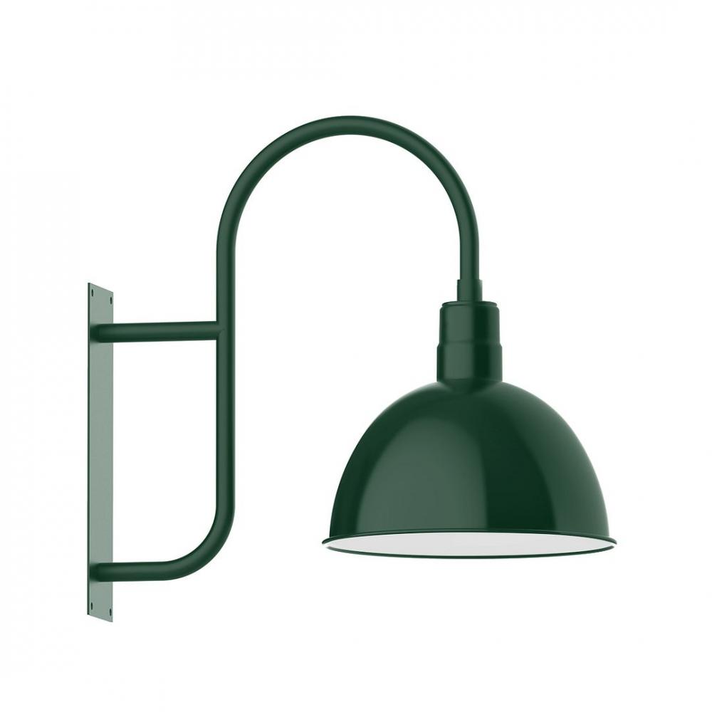 16" Deep Bowl shade, LED Wall Mount light, Forest Green