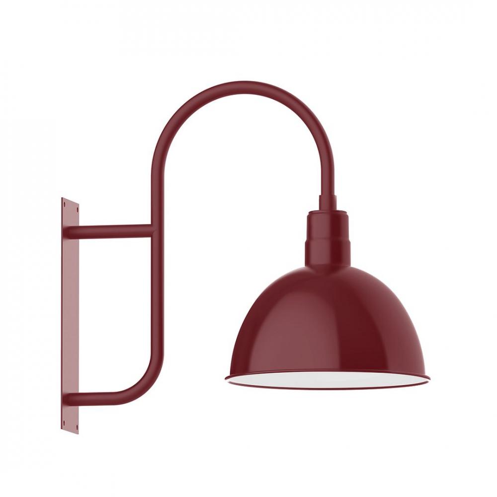 16" Deep Bowl shade, LED Wall Mount light, Barn Red