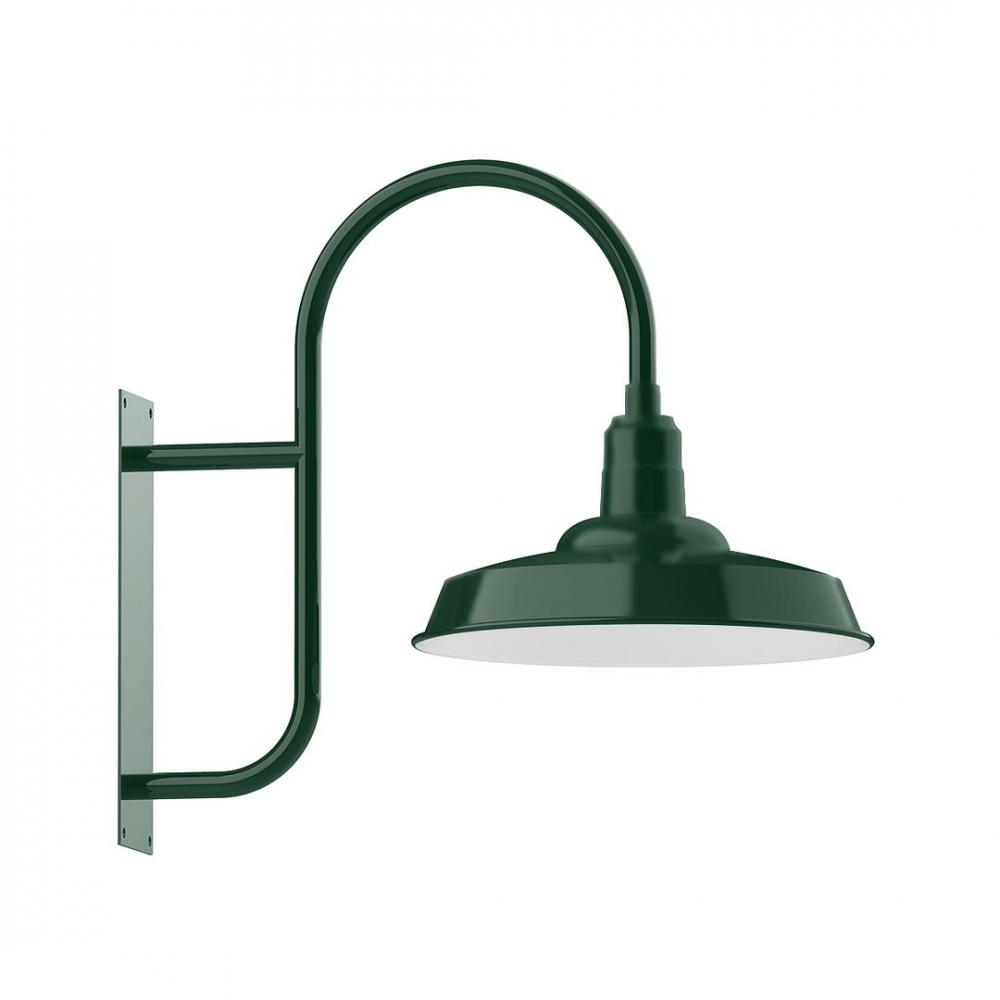 18" Warehouse shade, LED Wall Mount light, Forest Green