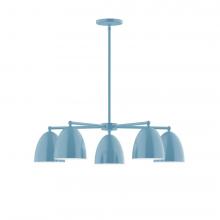 Montclair Light Works CHC417-54-L10 - 5-Light J-Series Chandelier, Light Blue