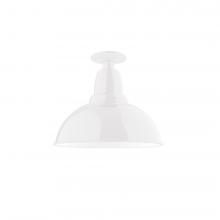 Montclair Light Works FMB106-44-G05 - 12" Cafe Flush Mount Light with clear glass and cast guard in White