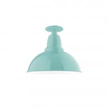 Montclair Light Works FMB106-48-G06 - 12" Cafe Flush Mount Light with Frosted Glass and cast guard in Sea Green