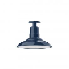 Montclair Light Works FMB182-50-W12-L12 - 12" Warehouse shade, LED Flush Mount ceiling light with wire grill, Navy