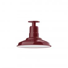 Montclair Light Works FMB182-55-W12-L12 - 12" Warehouse shade, LED Flush Mount ceiling light with wire grill, Barn Red