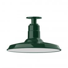 Montclair Light Works FMB183-42-L13 - 14" Warehouse shade, LED Flush Mount ceiling light, Forest Green