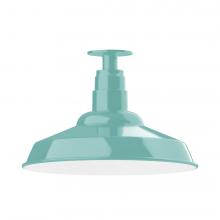 Montclair Light Works FMB184-48-W16-L13 - 16" Warehouse shade, LED Flush Mount ceiling light with wire grill, Sea Green