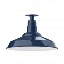 Montclair Light Works FMB184-50-W16-L13 - 16" Warehouse shade, LED Flush Mount ceiling light with wire grill, Navy