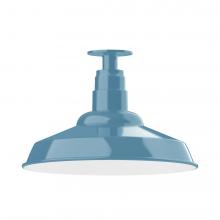 Montclair Light Works FMB184-54-W16-L13 - 16" Warehouse shade, LED Flush Mount ceiling light with wire grill, Light Blue