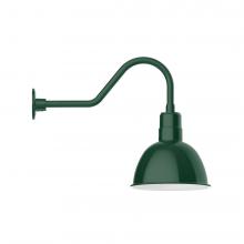 Montclair Light Works GNB116-42-W12-L12 - 12" Deep Bowl shade, LED Gooseneck Wall mount with wire grill, Forest Green