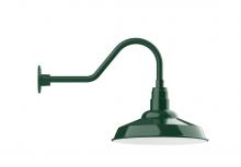 Montclair Light Works GNB184-42-W16 - 16" Warehouse shade, gooseneck wall mount with wire grill, Forest Green