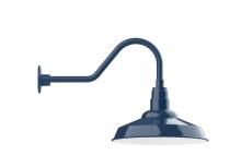 Montclair Light Works GNB184-50-G06 - 16" Warehouse shade, gooseneck wall mount with Frosted Glass and cast guard, Navy