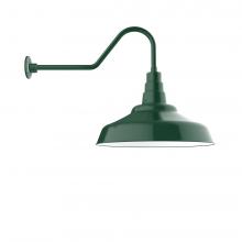 Montclair Light Works GNC187-42-G06 - 24" Warehouse shade, gooseneck wall mount with Frosted Glass and cast guard, Forest Green