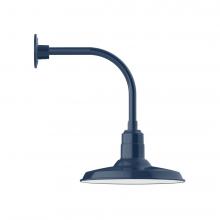 Montclair Light Works GNU183-50-W14-L13 - 14" Warehouse shade, LED Curved Arm Wall mount with wire grill, Navy