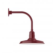 Montclair Light Works GNU183-55-W14-L13 - 14" Warehouse shade, LED Curved Arm Wall mount with wire grill, Barn Red