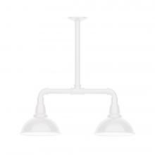 Montclair Light Works MSB105-44-T24-L10 - 8" Cafe shade, 2-light LED Stem Hung Pendant, White