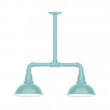 Montclair Light Works MSB105-48-T30-L10 - 8" Cafe shade, 2-light LED Stem Hung Pendant, Sea Green