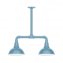 Montclair Light Works MSB105-54-T36-L10 - 8" Cafe shade, 2-light LED Stem Hung Pendant, Light Blue