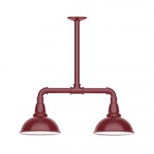 Montclair Light Works MSB105-55-T48-L10 - 8" Cafe shade, 2-light LED Stem Hung Pendant, Barn Red