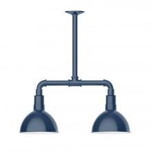 Montclair Light Works MSB114-50-L10 - 8" Deep Bowl shade, 2-light LED Stem Hung Pendant, Navy