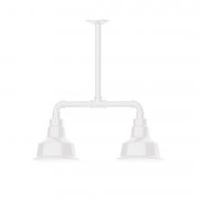 Montclair Light Works MSB180-44-L10 - 8" Warehouse shade, 2-light LED Stem Hung Pendant, White