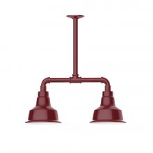 Montclair Light Works MSB180-55-T36-L10 - 8" Warehouse shade, 2-light LED Stem Hung Pendant, Barn Red