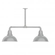 Montclair Light Works MSD106-49-L12 - 12" Cafe shade, 2-light LED Stem Hung Pendant Painted Galvanized