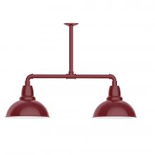 Montclair Light Works MSD106-55-T24-L12 - 12" Cafe shade, 2-light LED Stem Hung Pendant, Barn Red