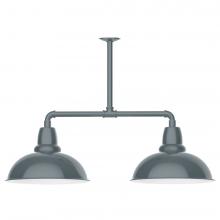 Montclair Light Works MSD108-40-T30-L13 - 16" Cafe shade, 2-light LED Stem Hung Pendant, Slate Gray