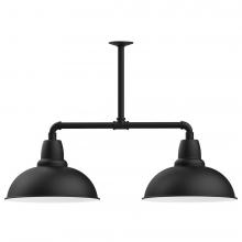 Montclair Light Works MSD108-41-T48-L13 - 16" Cafe shade, 2-light LED Stem Hung Pendant, Black