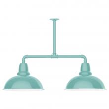 Montclair Light Works MSD108-48-T36-L13 - 16" Cafe shade, 2-light LED Stem Hung Pendant, Sea Green