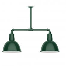 Montclair Light Works MSD116-42-T48-L12 - 12" Deep Bowl shade, 2-light LED Stem Hung Pendant, Forest Green